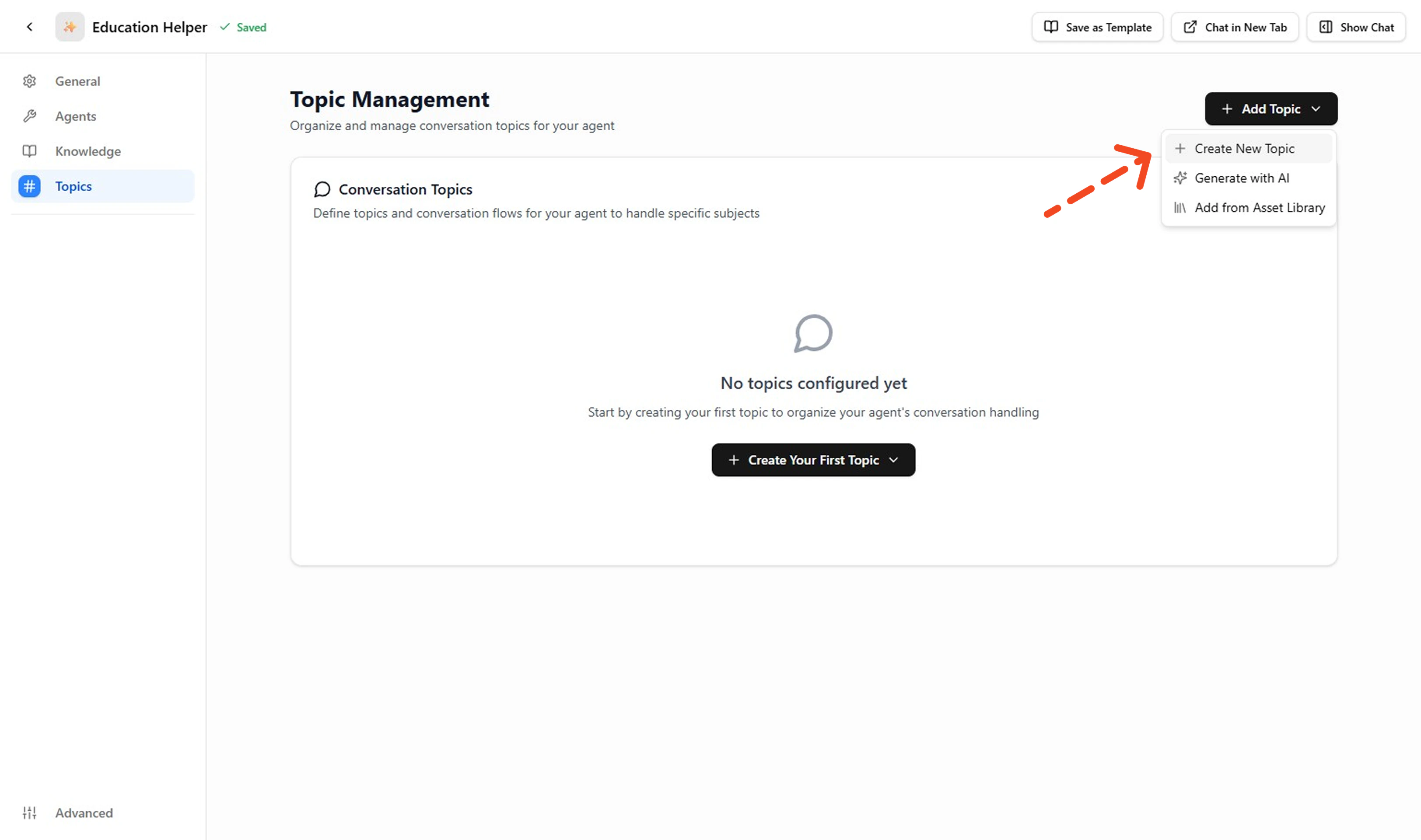Create New Topic Button
