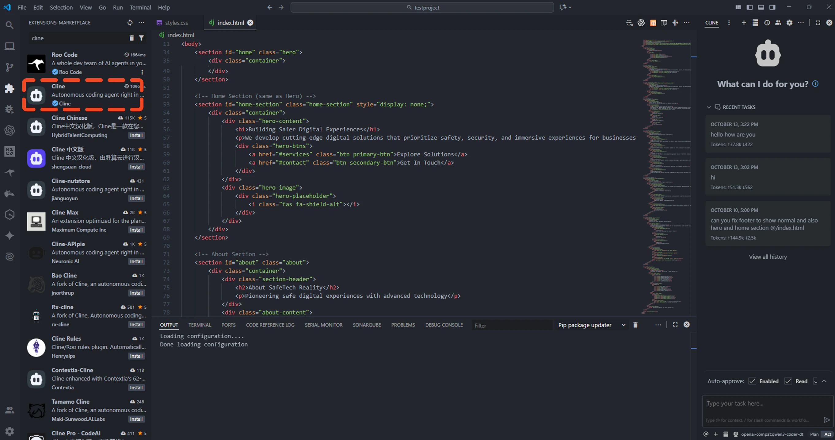 Search Cline Extension in VS Code