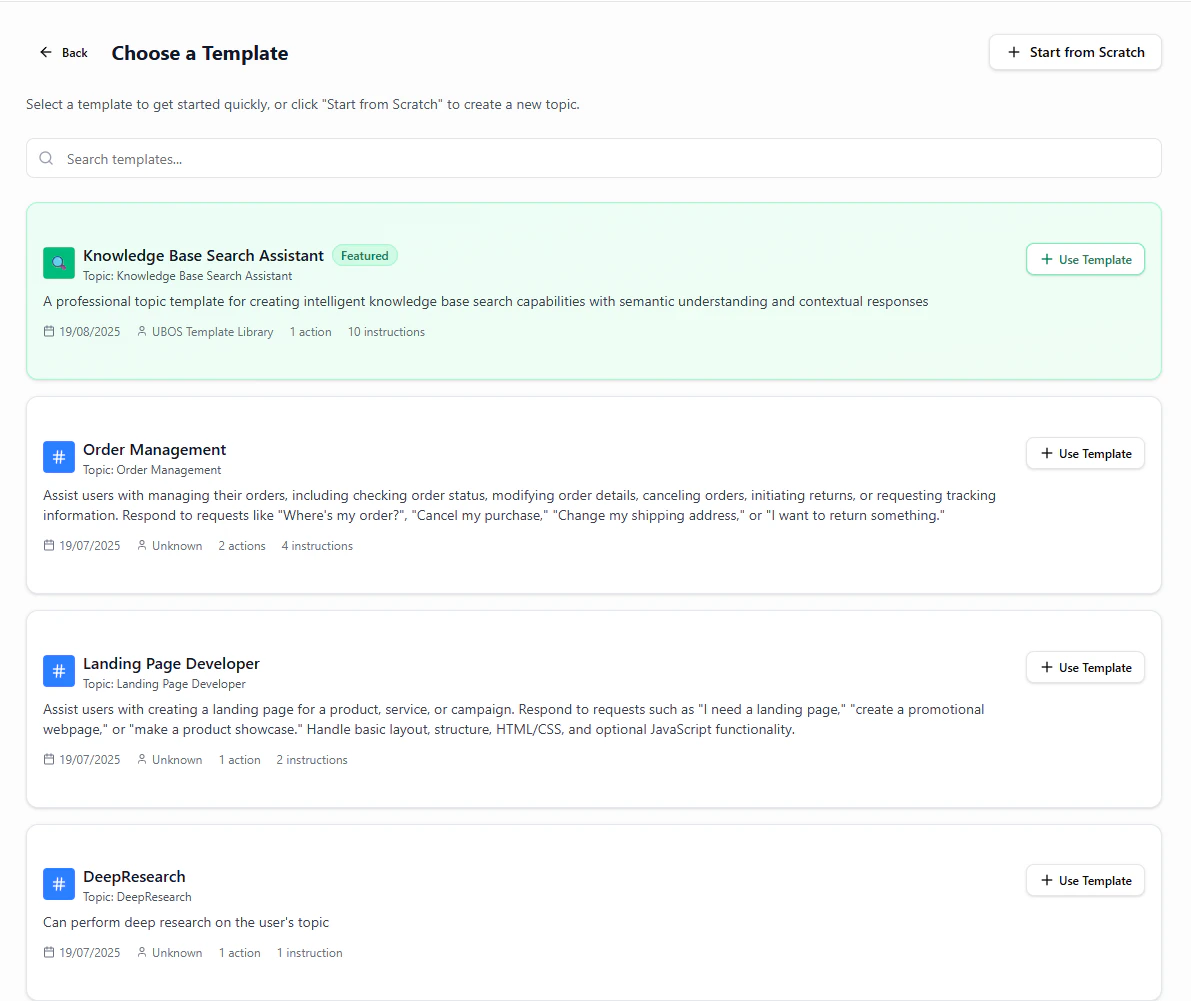Topic Template Library