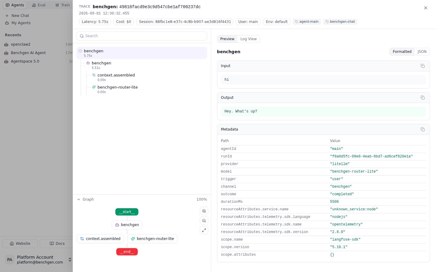A dataset item's source trace opened from the Data tab