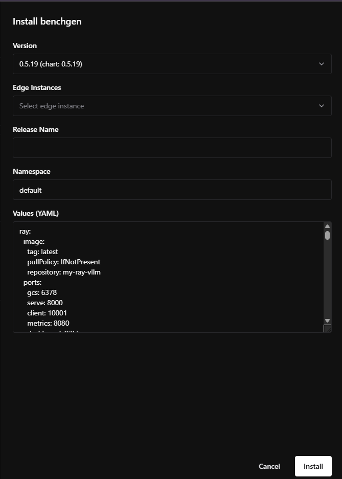 Install benchgen dialog in DT Edge Platform