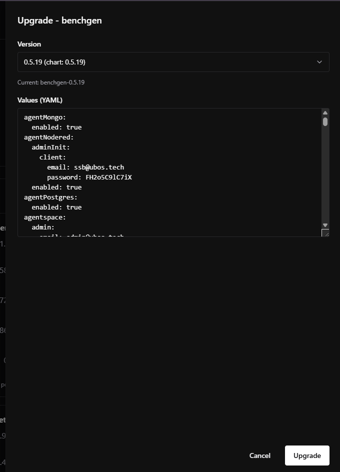 Upgrade benchgen dialog in DT Edge Platform with the values editor