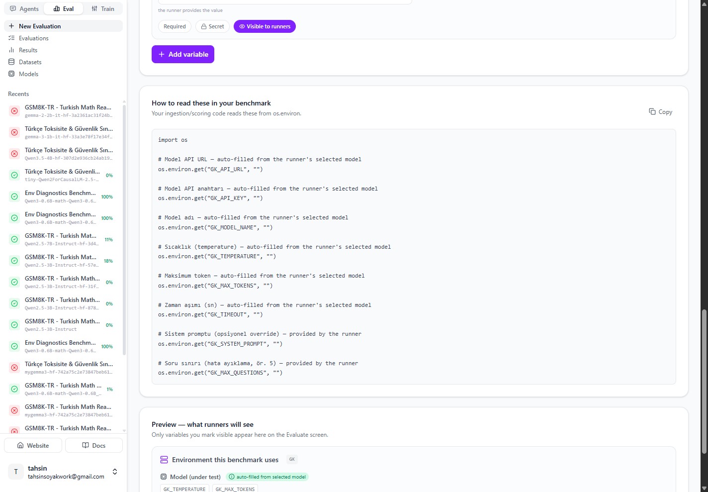How to read the variables in your benchmark code