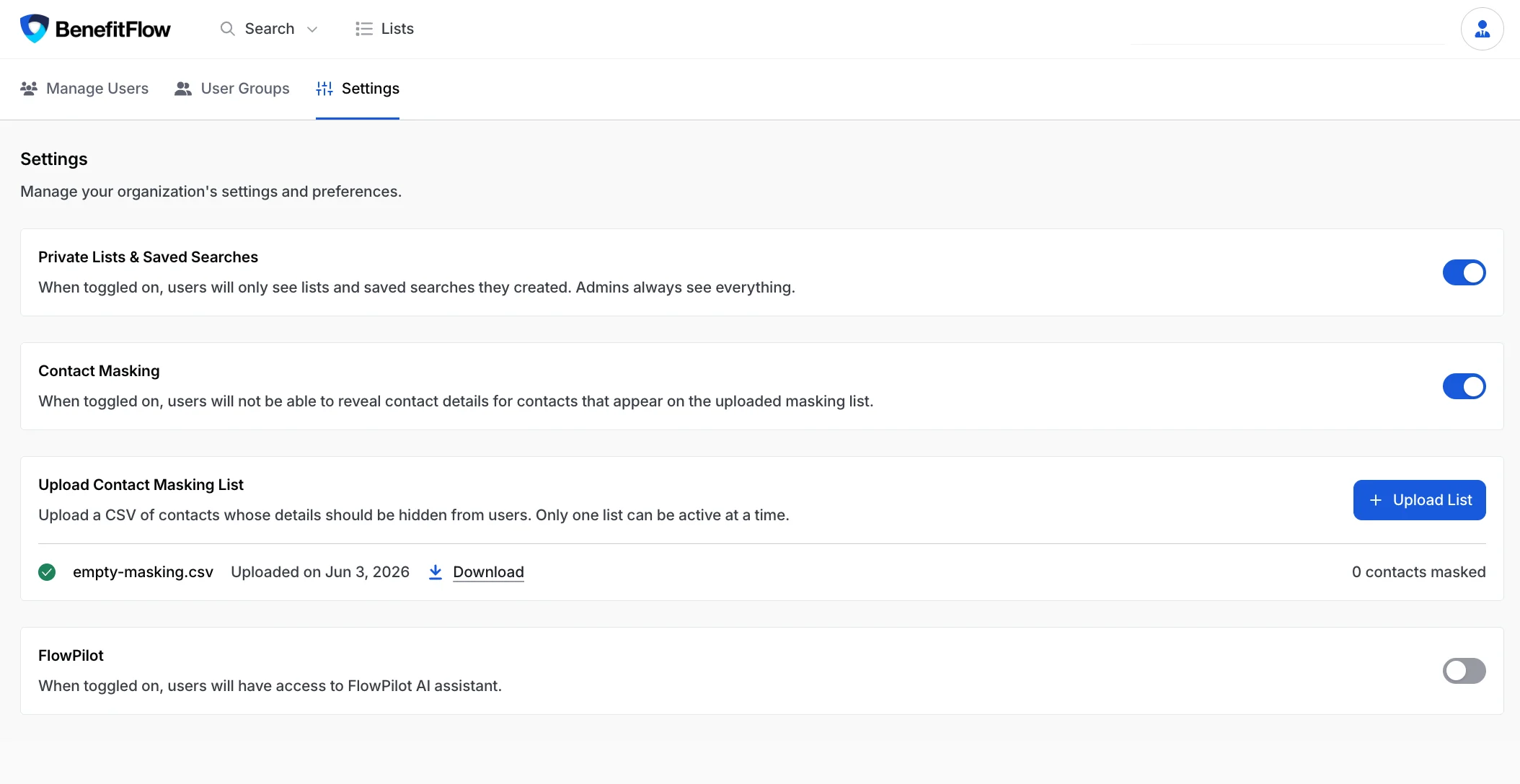 FlowPilot toggle disabled in Team Management Settings