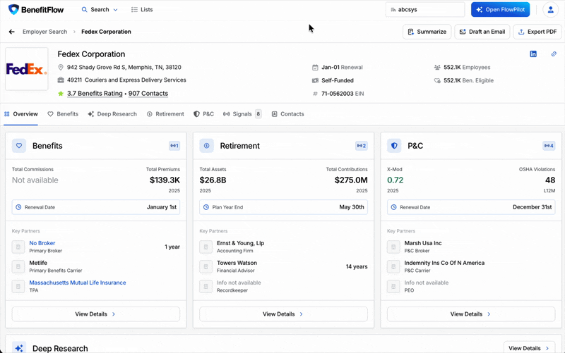FlowPilot generating a benefits summary from a chat prompt