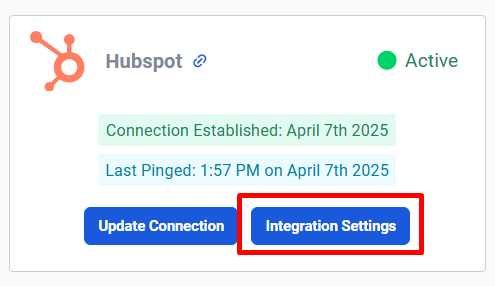 To configure your mapping settings, click Integration Settings