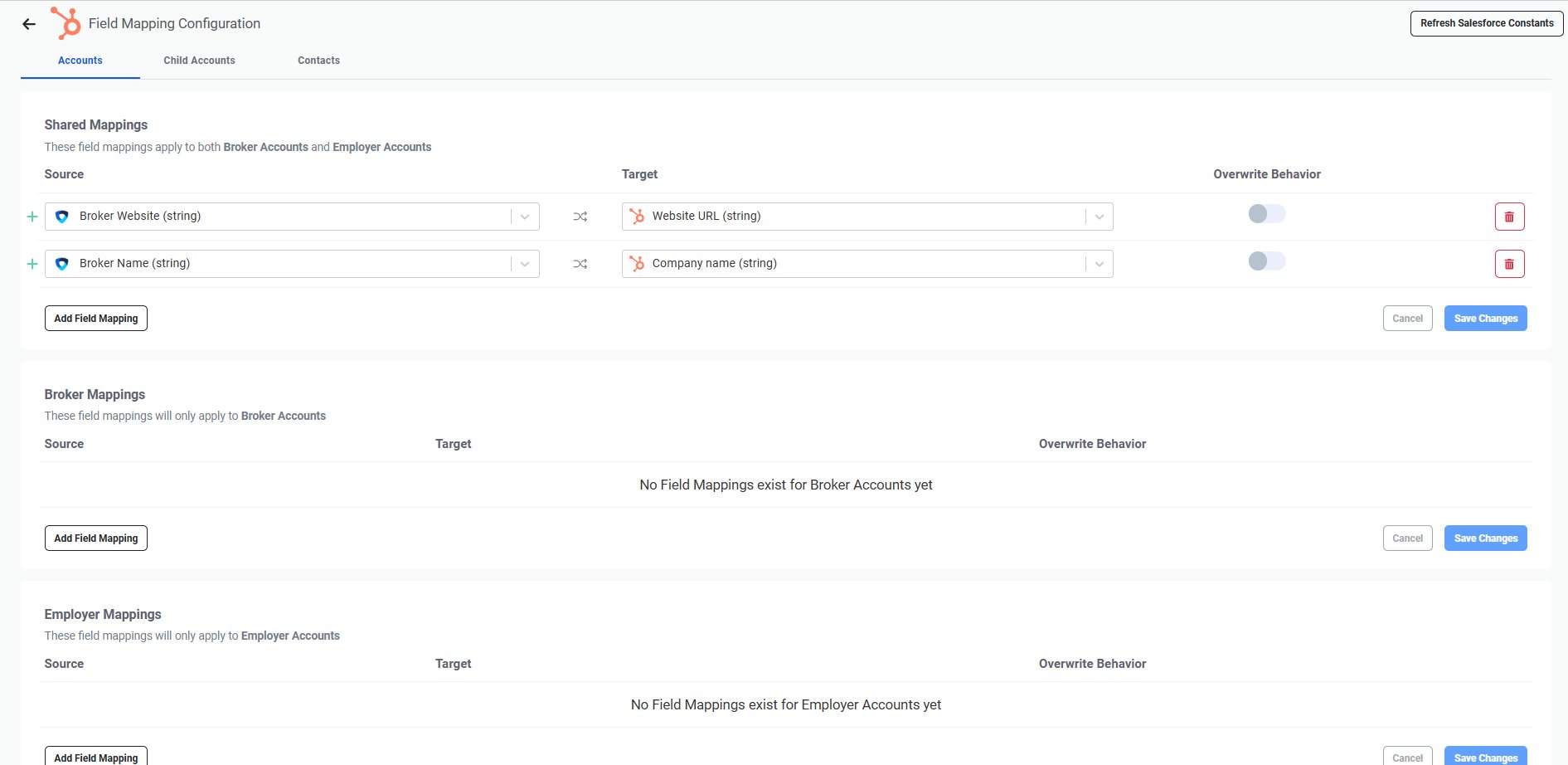 Mapping fields between BenefitFlow and HubSpot