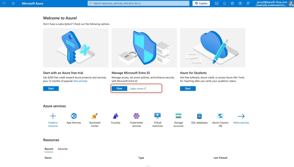 Navigate to Microsoft Azure Active Directory
