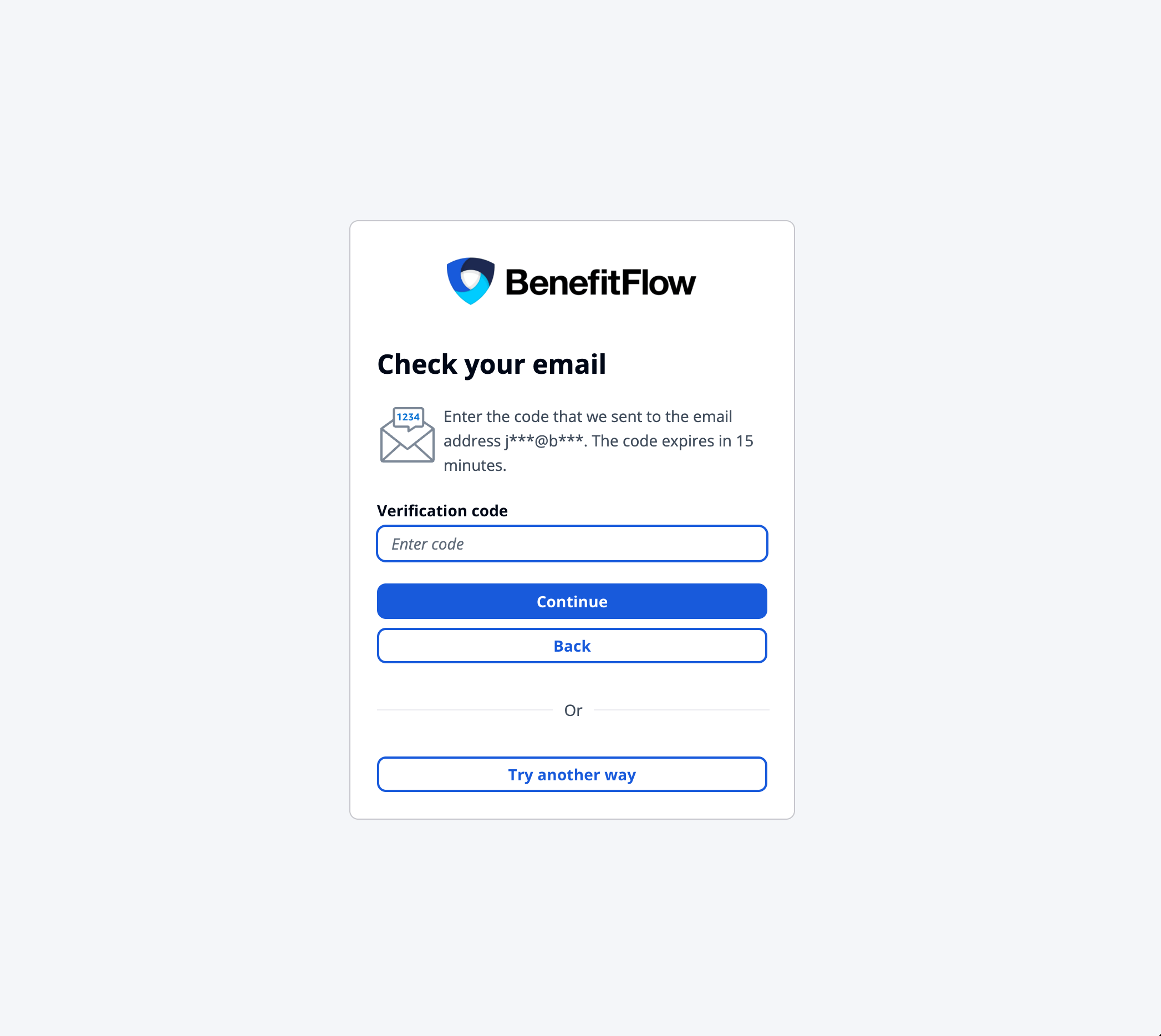 One-time verification code sign-in screen
