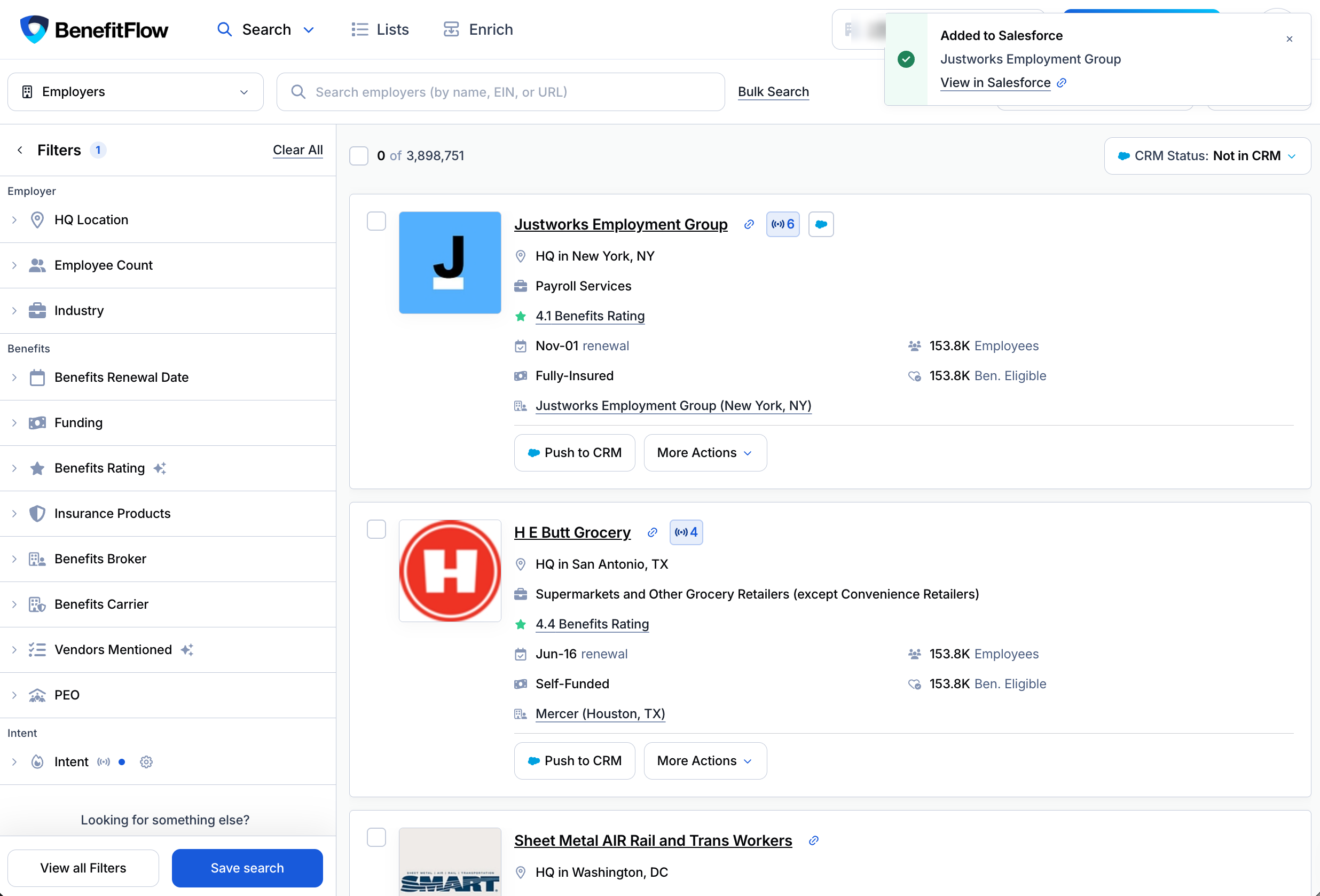 Message reading Added to Salesforce with a View in Salesforce link