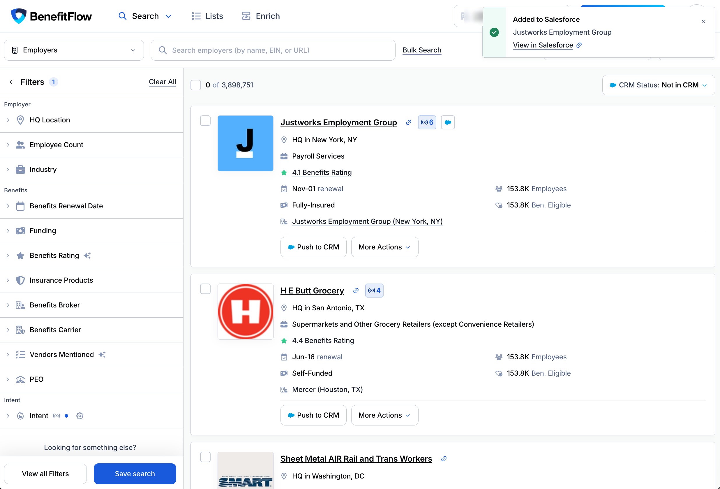 Message reading Added to Salesforce with a View in Salesforce link