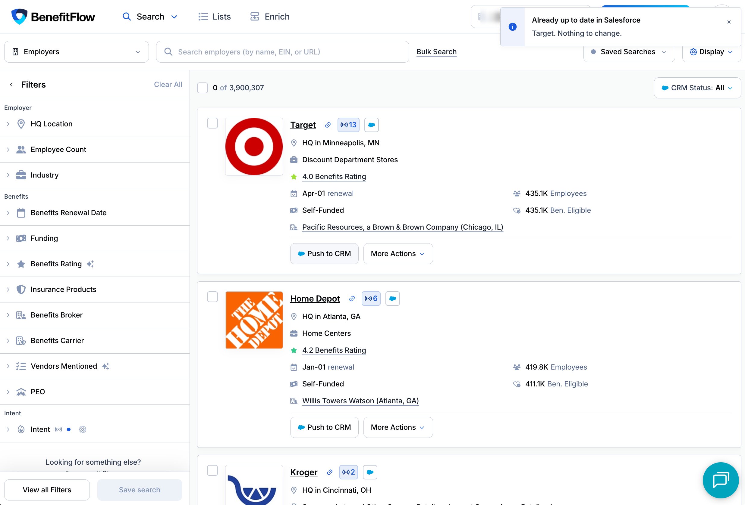 Message reading Already up to date in Salesforce, Nothing to change