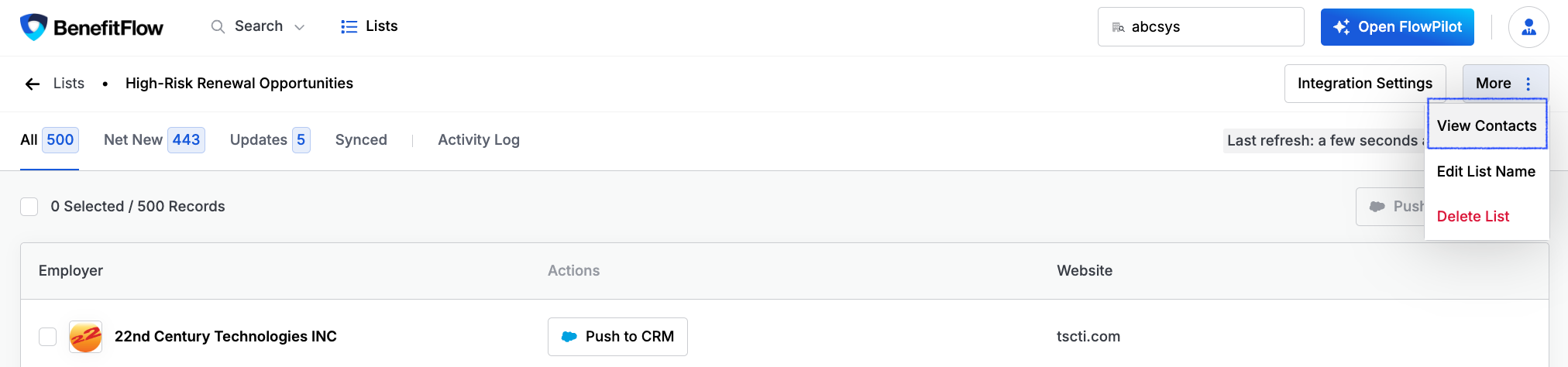 Lists - BenefitFlow Docs
