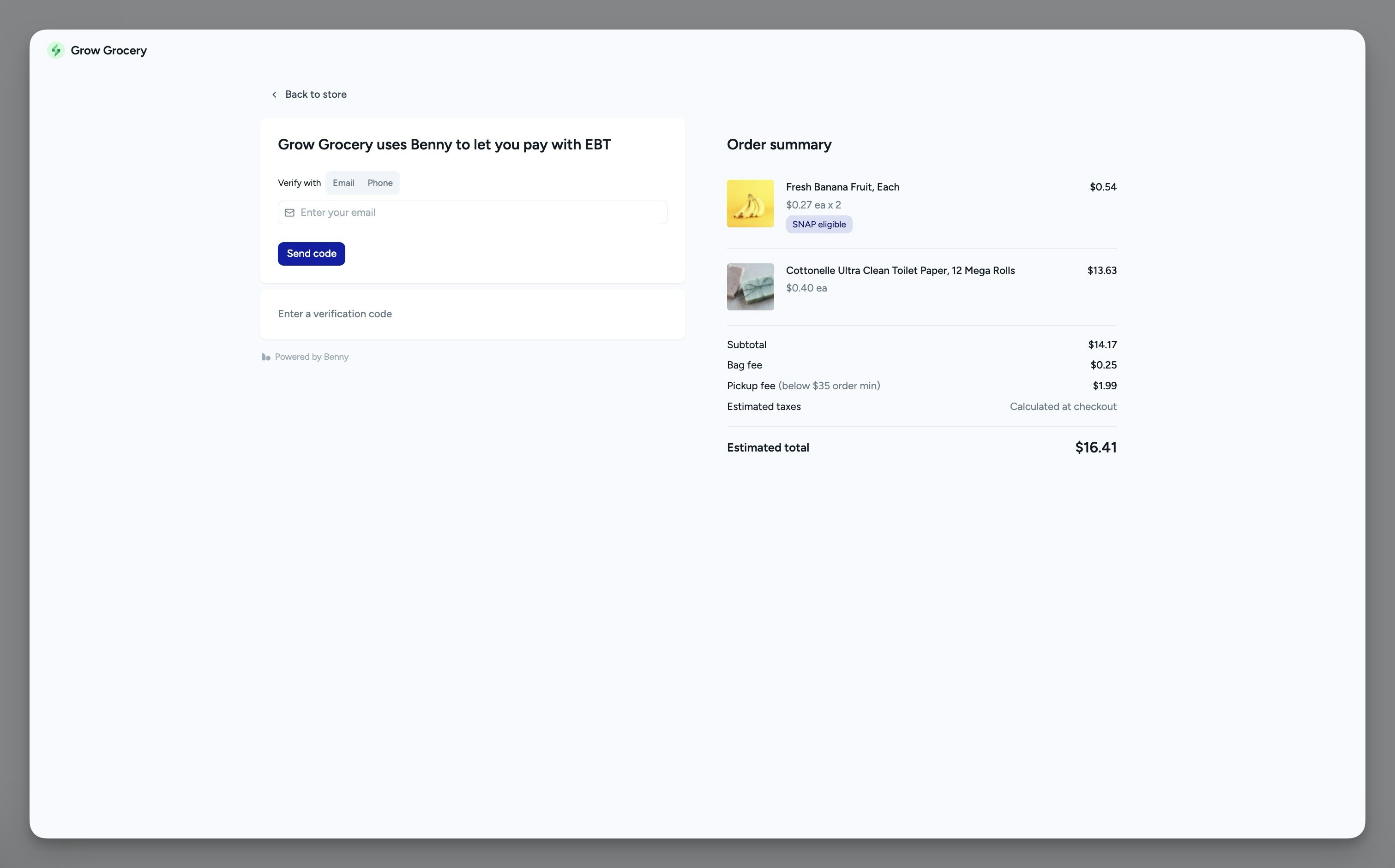 Authenticating a customer in the Benny checkout experience