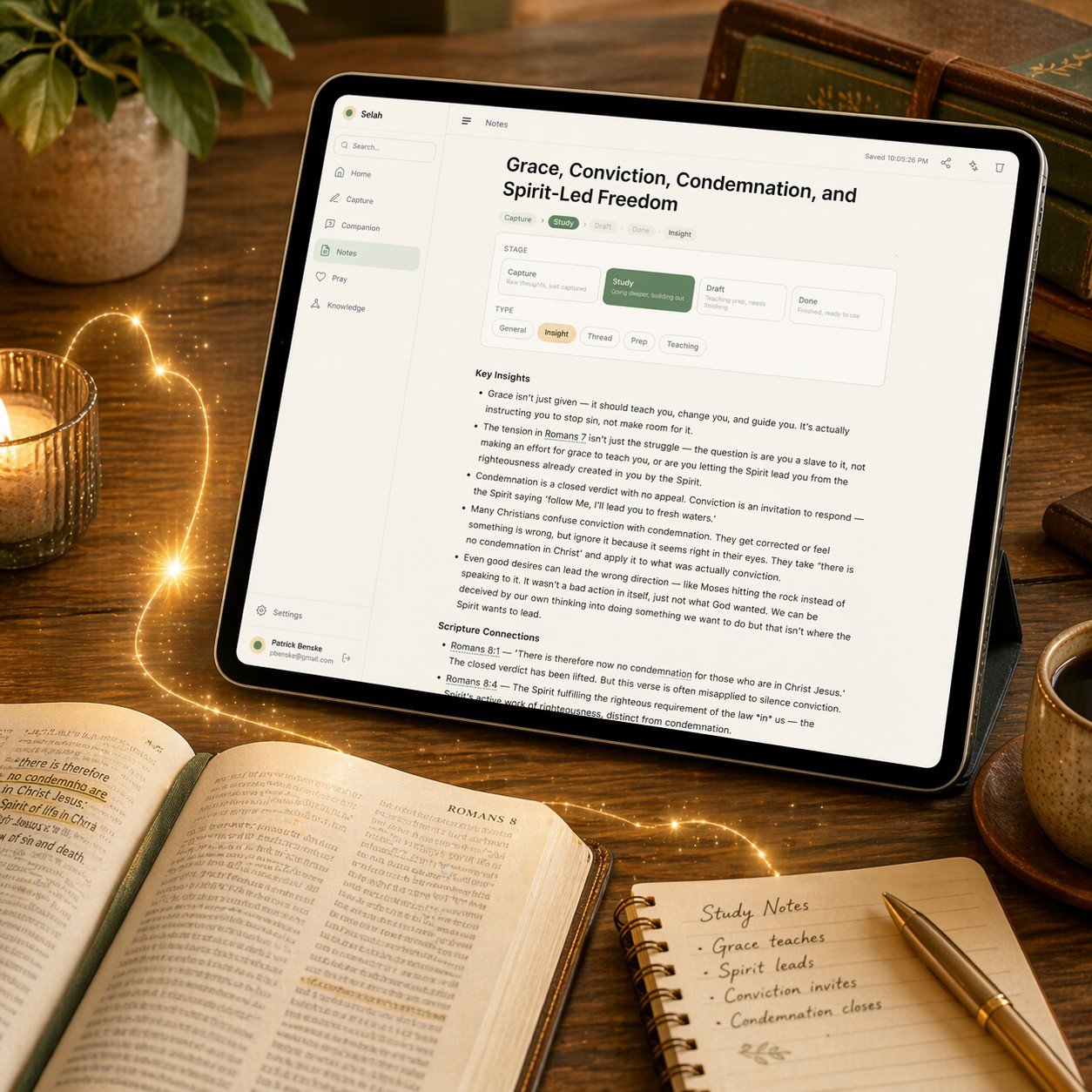 Study with notes and the AI companion in Selah