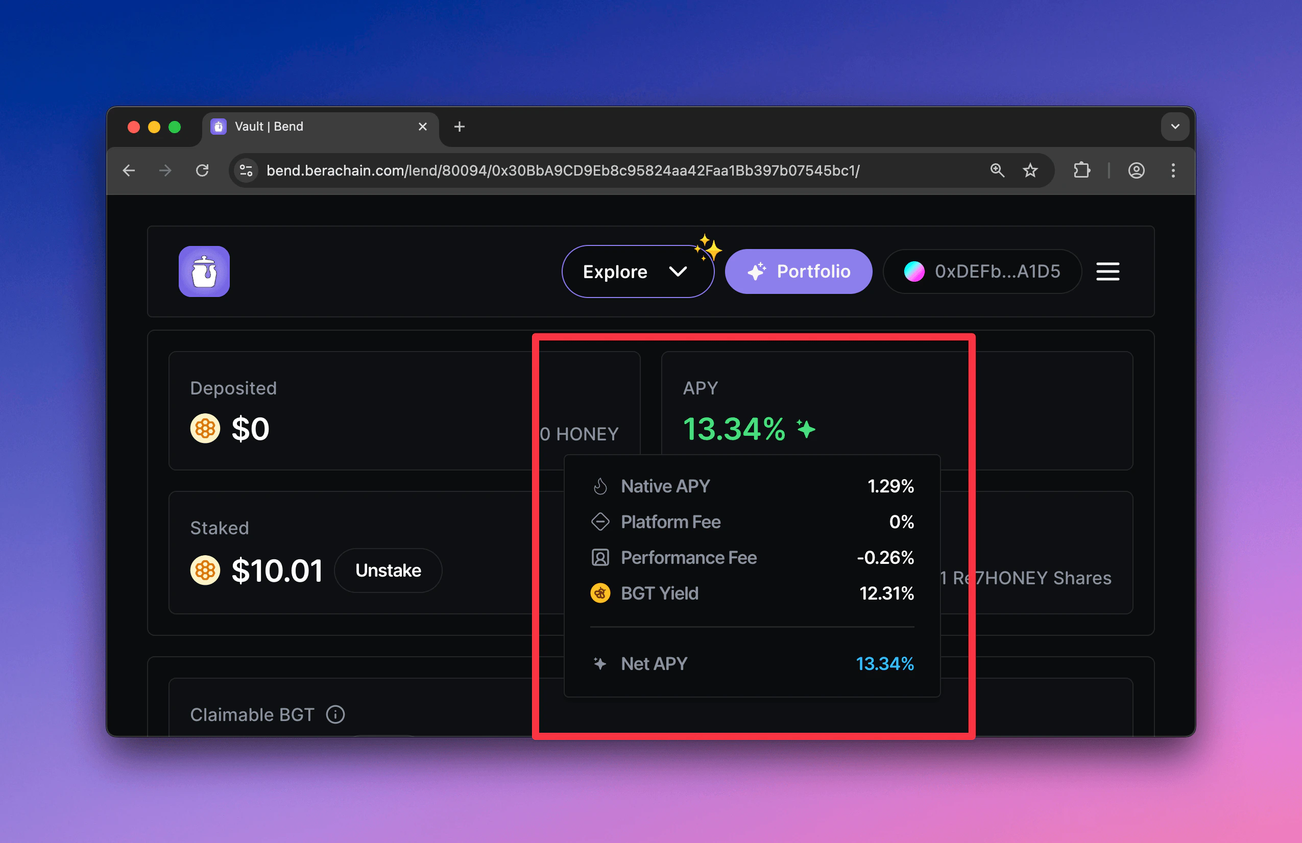 Berachain Bend vault yield types