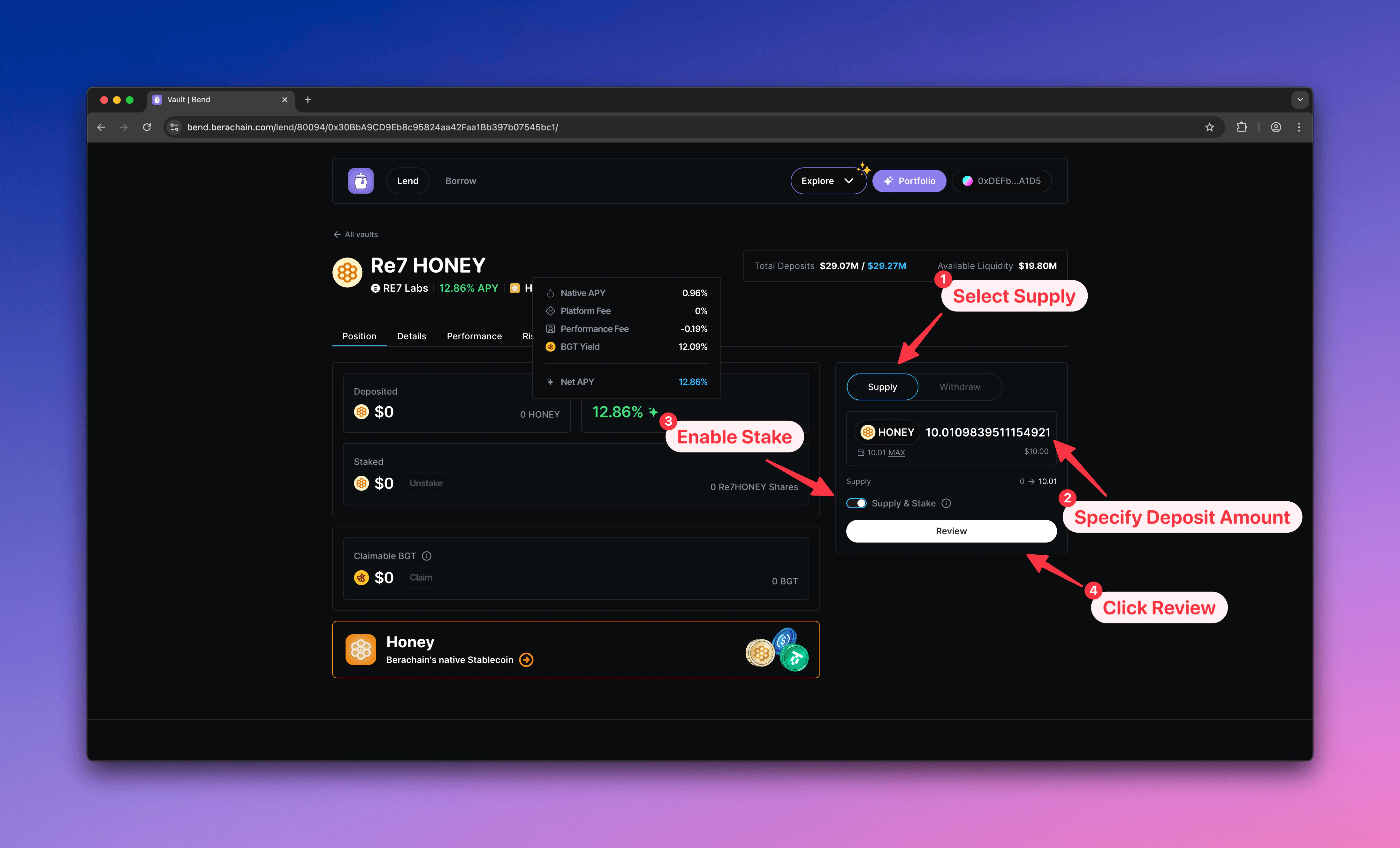 Bend configure deposit