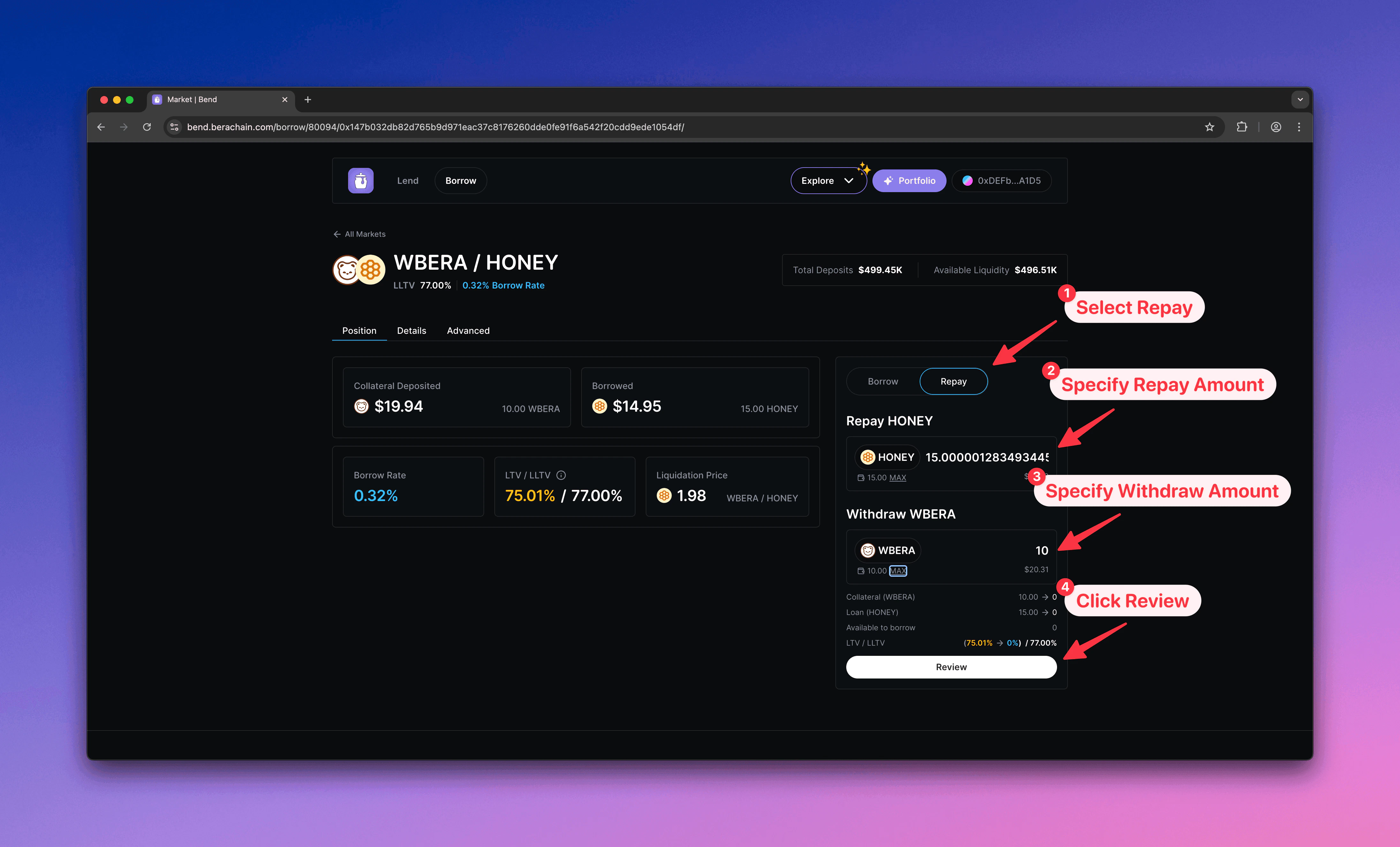 Bend configure repay