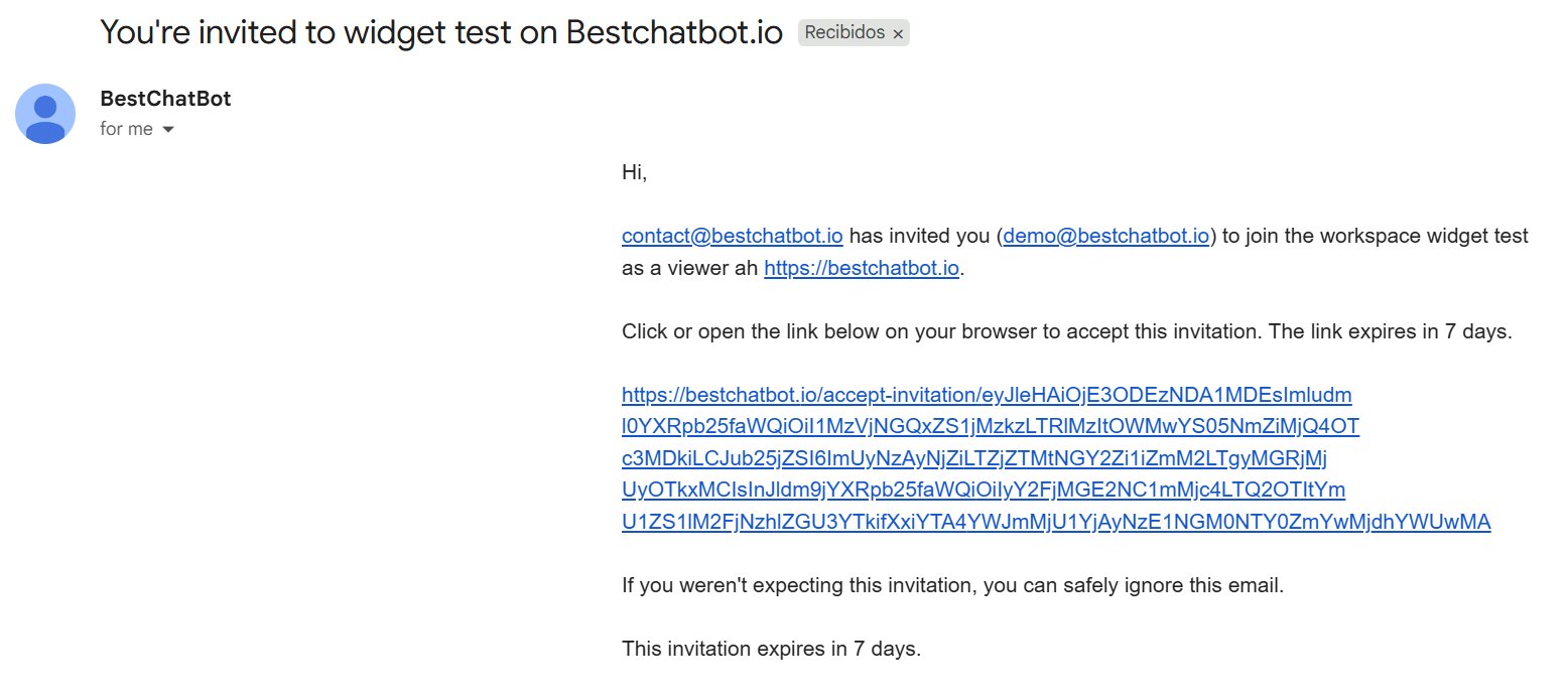 Invitation email with a secure link to join the workspace