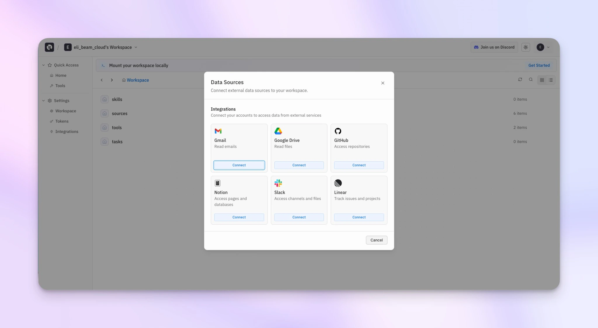 Connect an integration