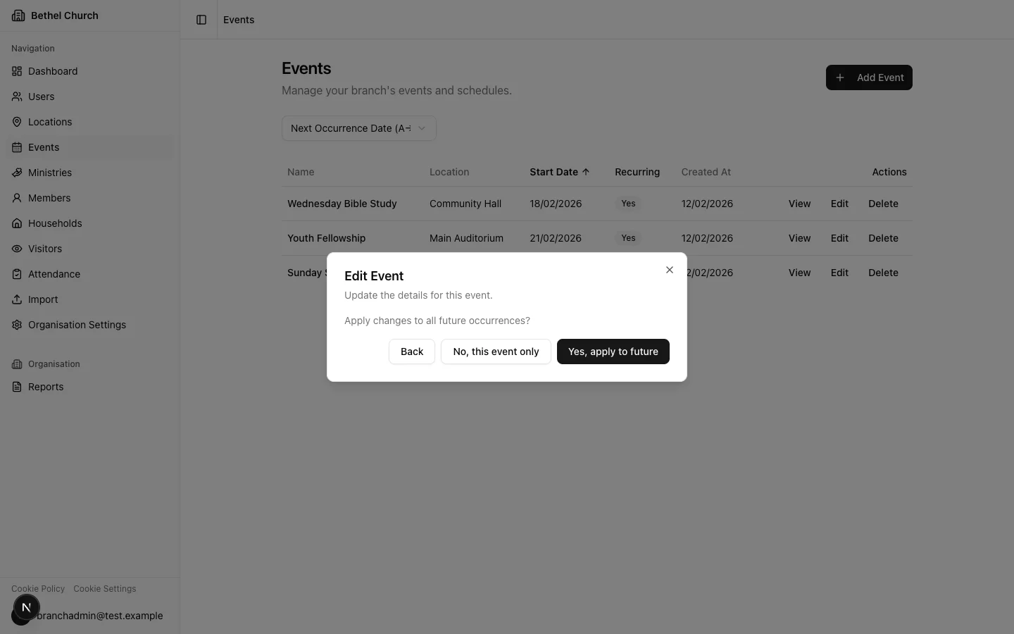 Apply to all future occurrences confirmation prompt
