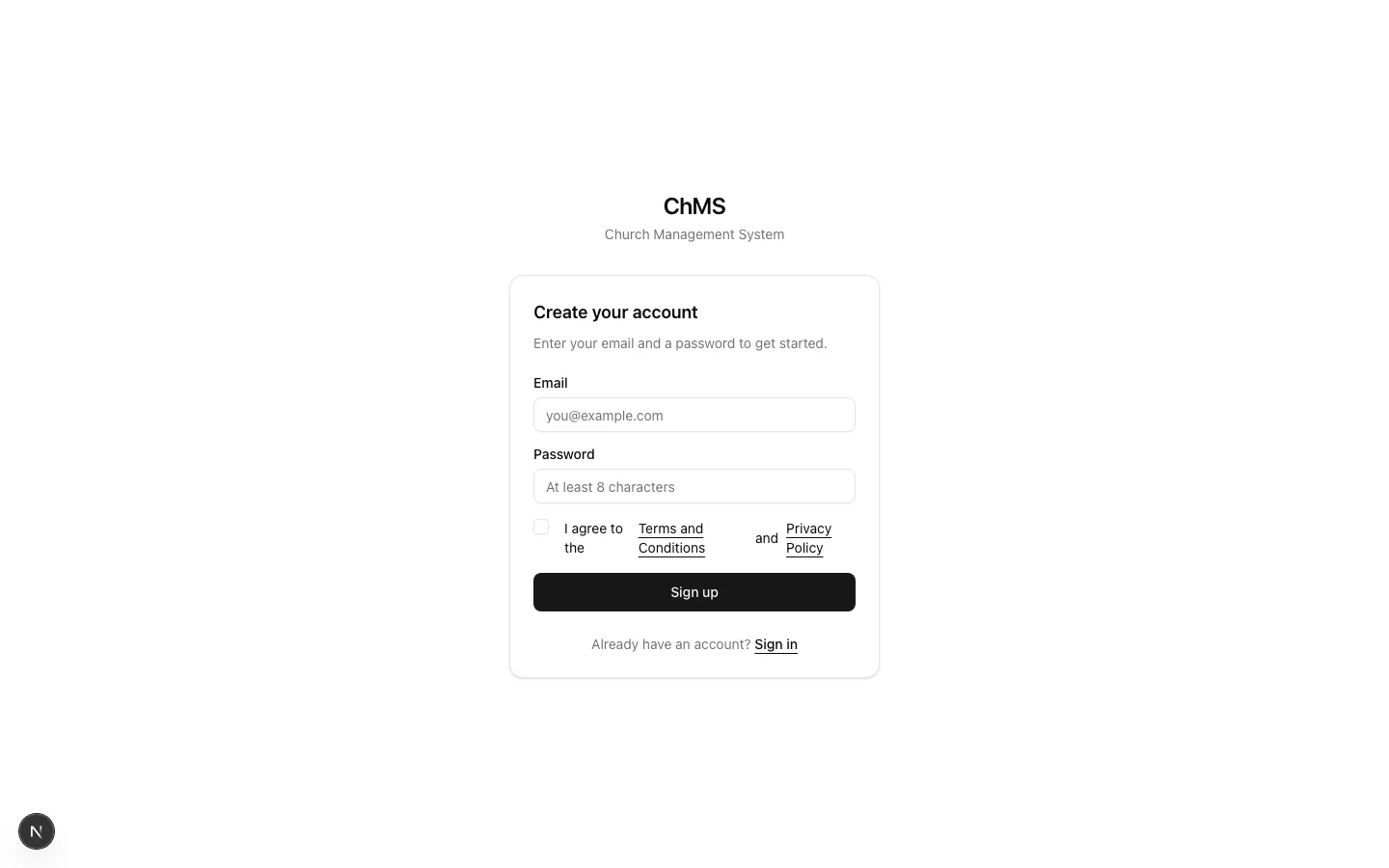 Sign-up form