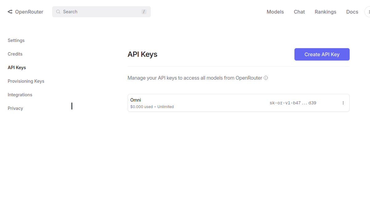 OpenRouter API Key Light