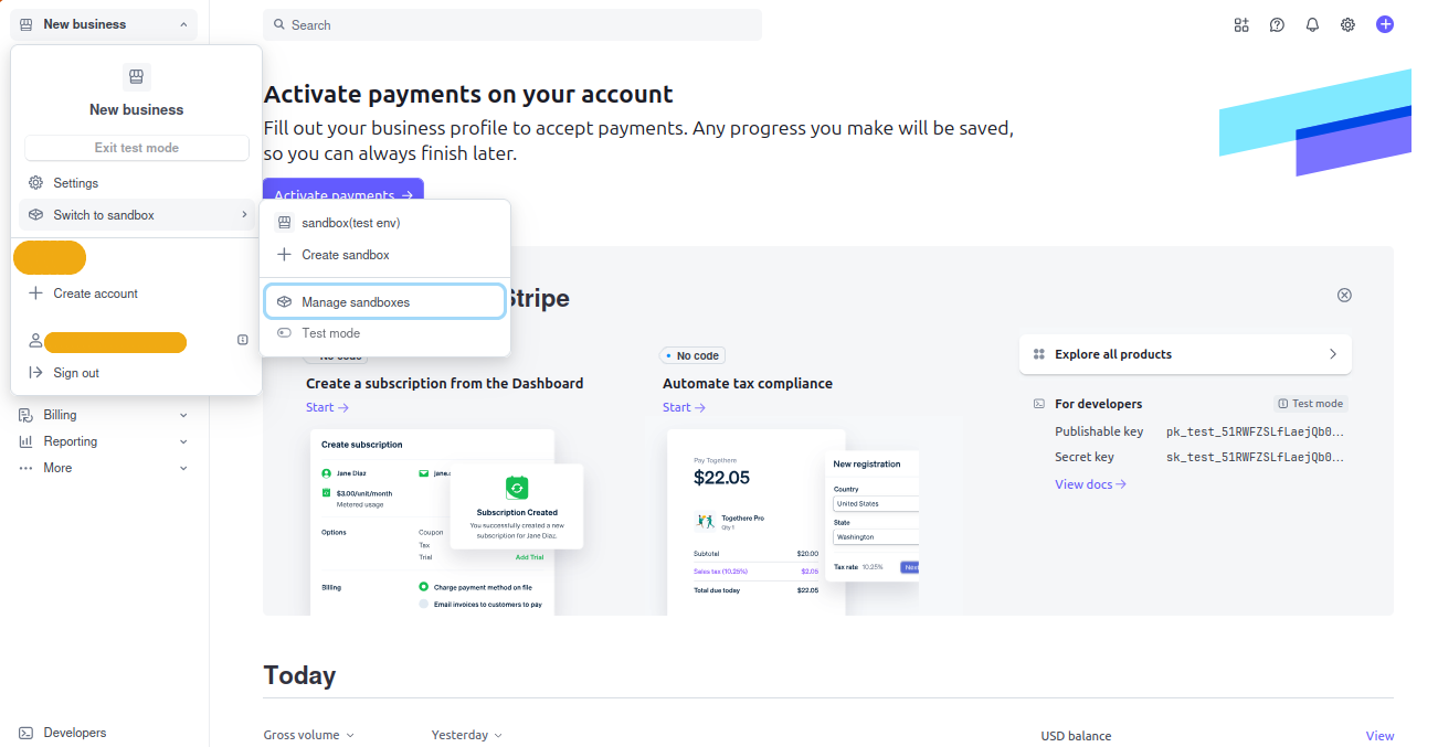 Stripe Test Mode Light