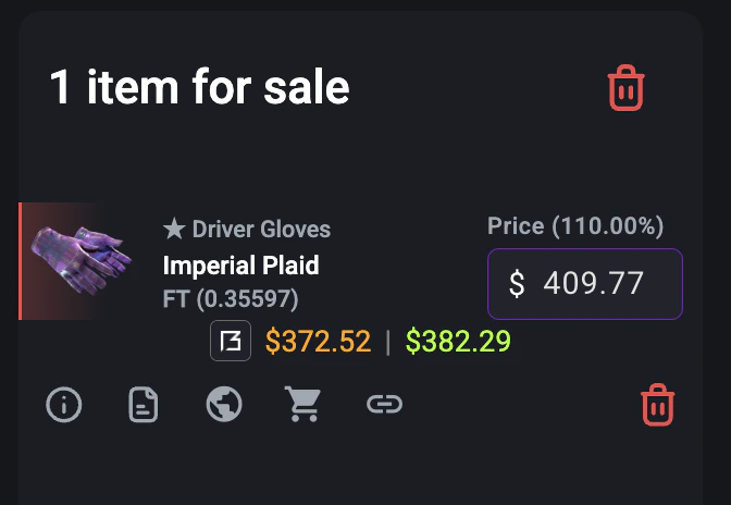 Extension CSFloat Sell List Item
