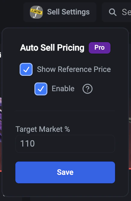 Extension CSFloat Sell Pricing Settings