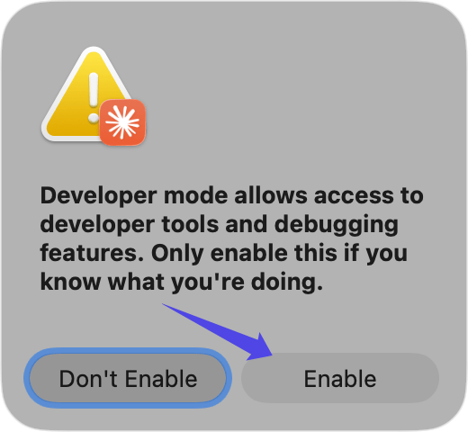 Подтверждение developer mode в Claude Desktop.