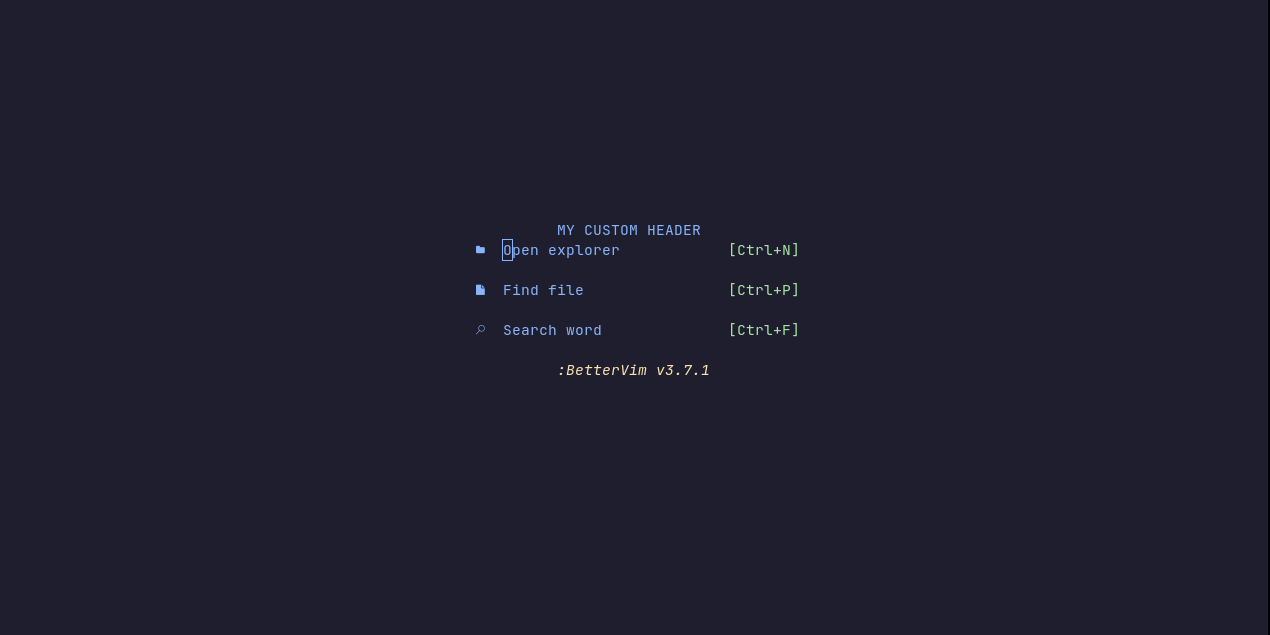 Better Vim custom dashboard