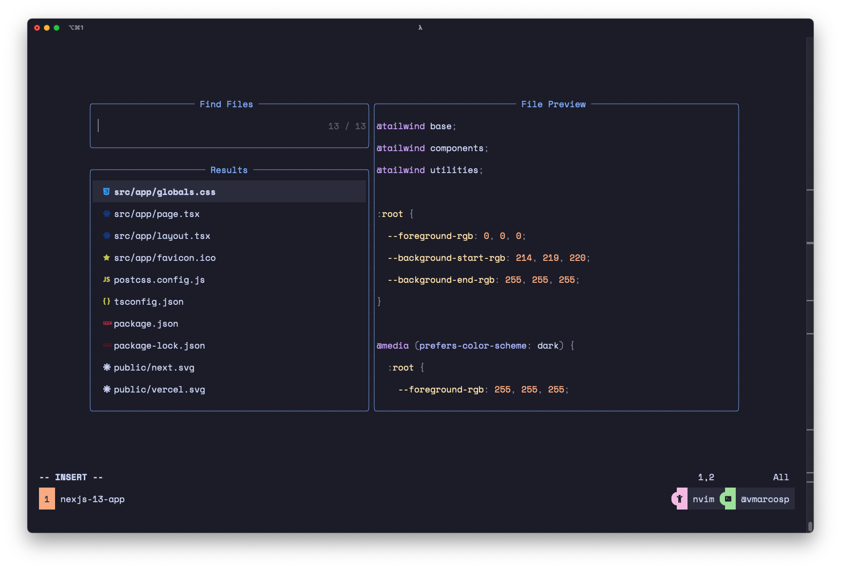 Better Vim File Finder Screenshot