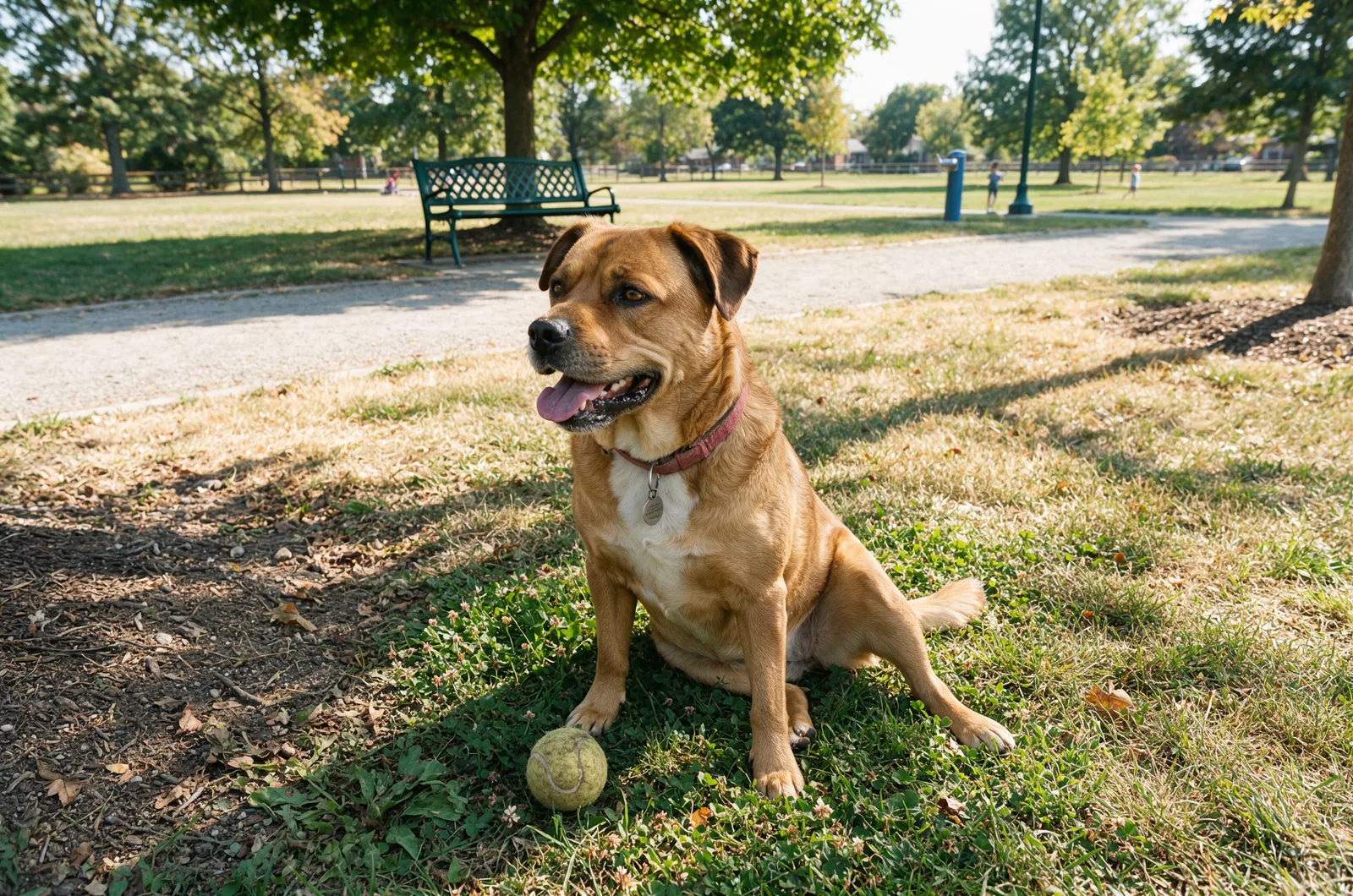 Simple prompt: a dog sitting in a sunny park