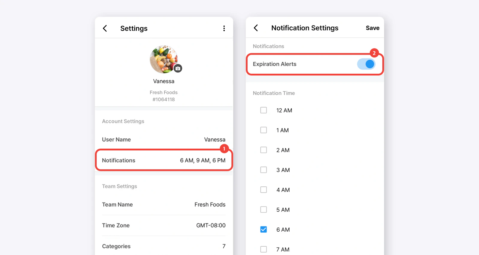 Alert settings
