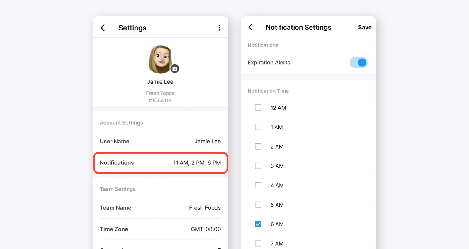 Notification settings