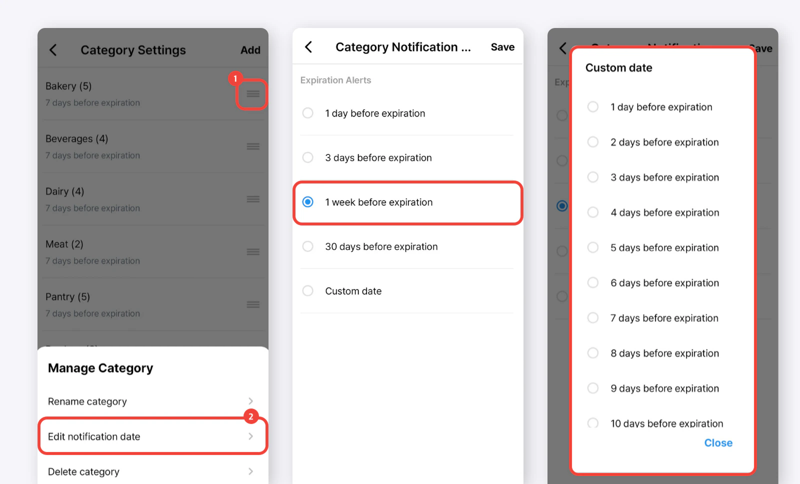 Update category notifications