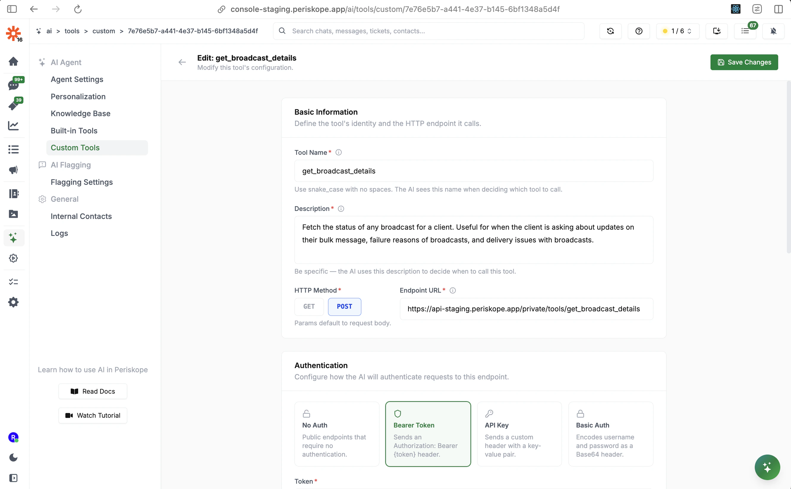Custom Tool Authentication