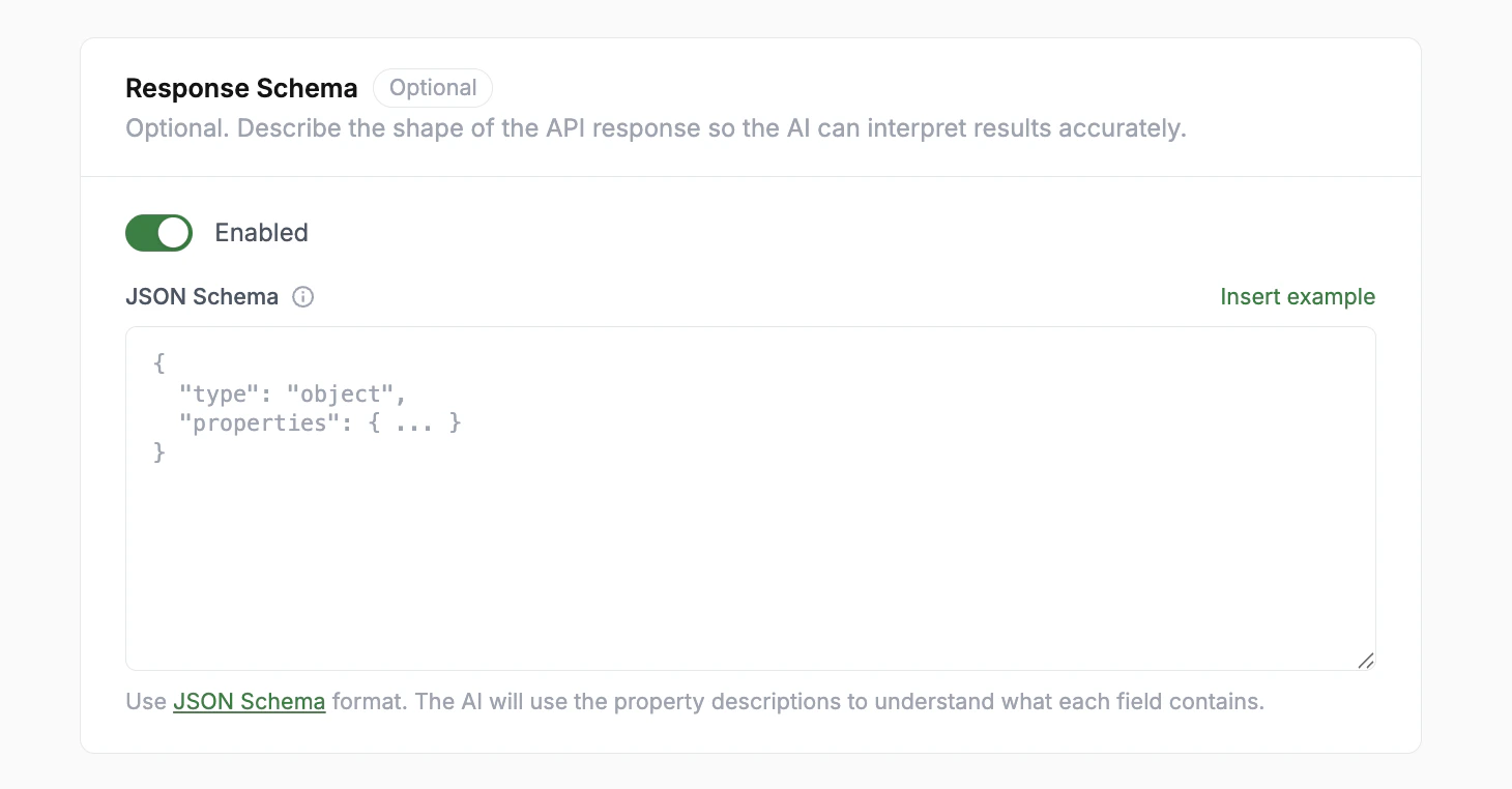 Custom Tool Response Schema