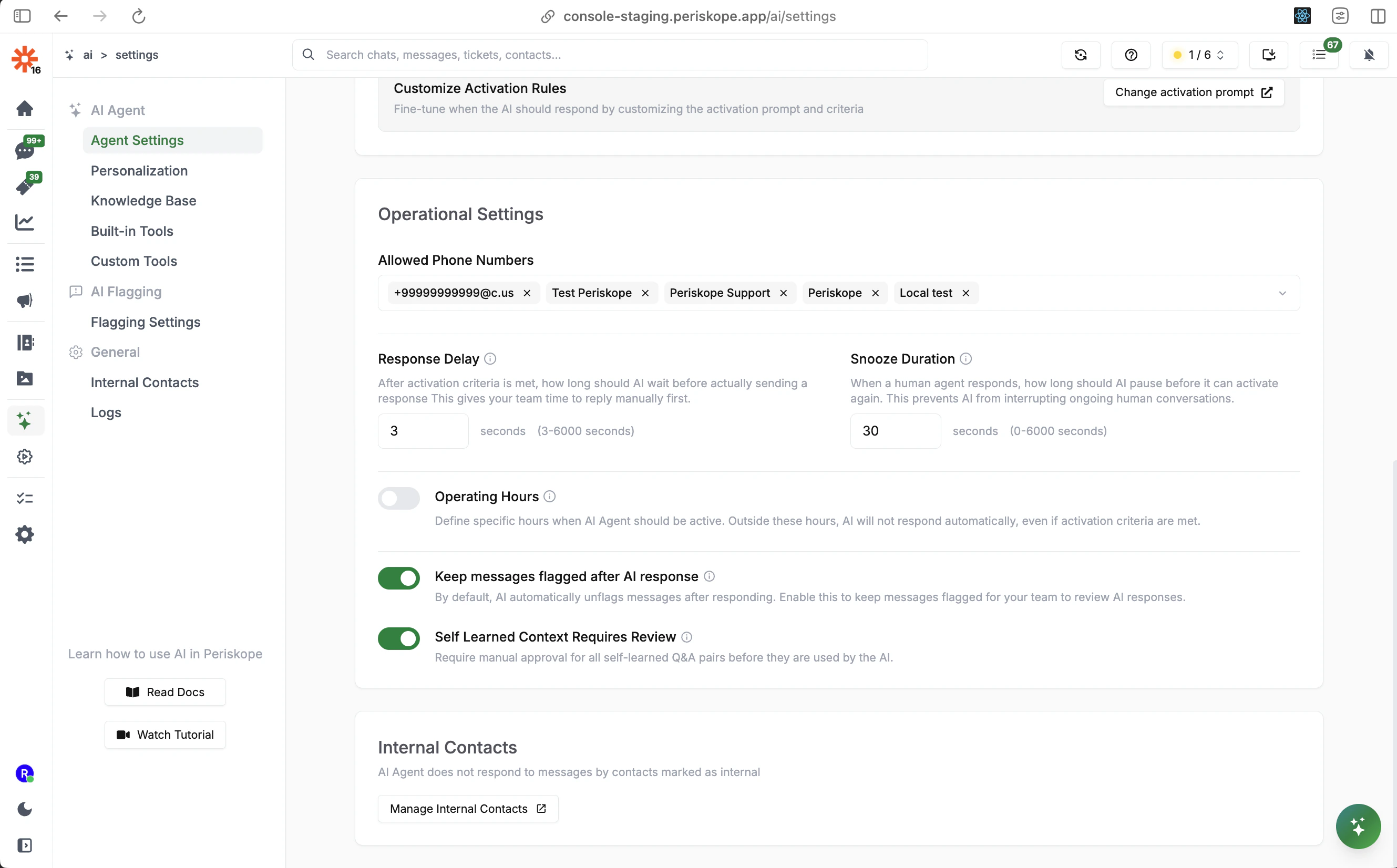 Operational Settings