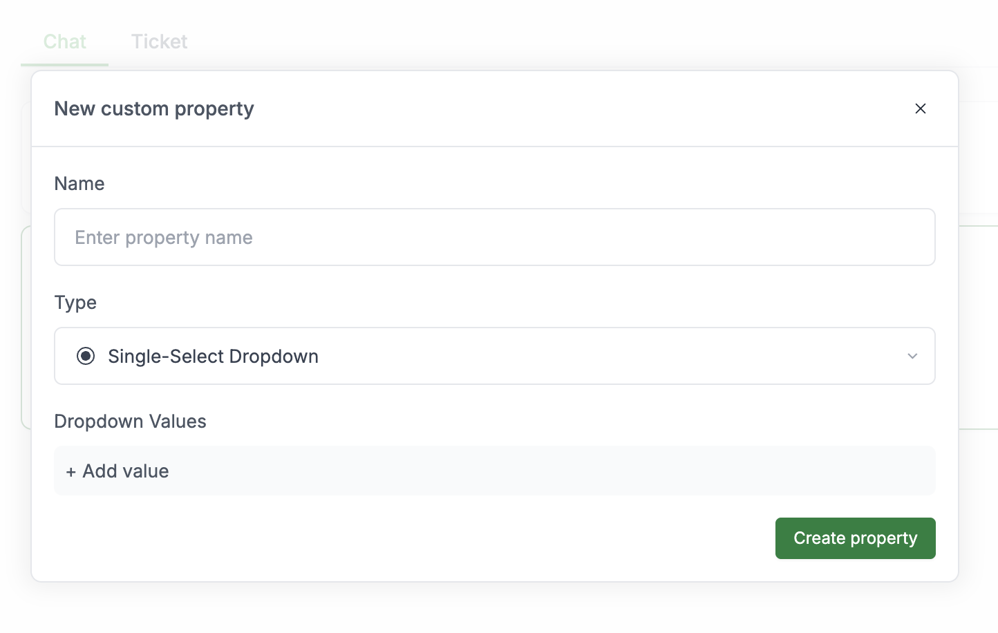 Add property button