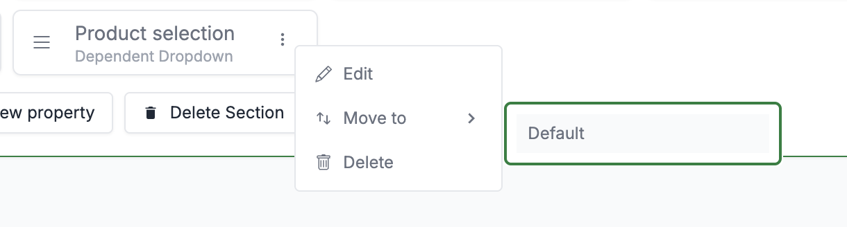 Moving properties between sections