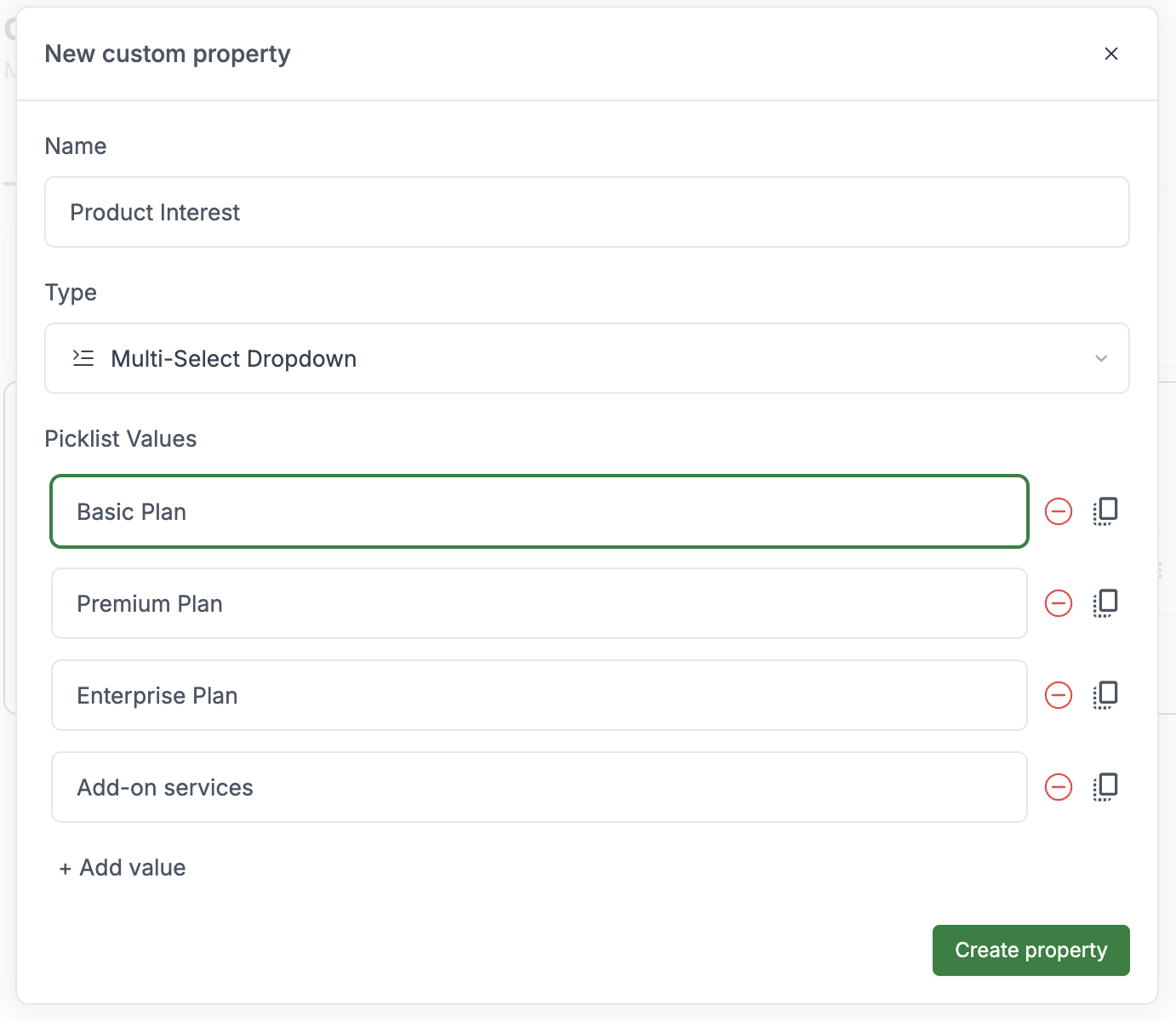 Multi-select dropdown property