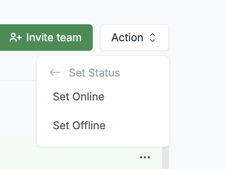 User status toggle in sidebar