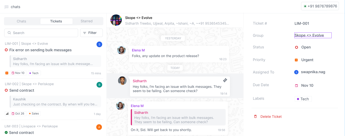 Tickets and Tasks - Periskope Docs