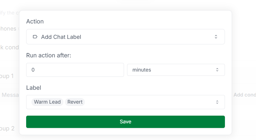 Add Chat Label Action