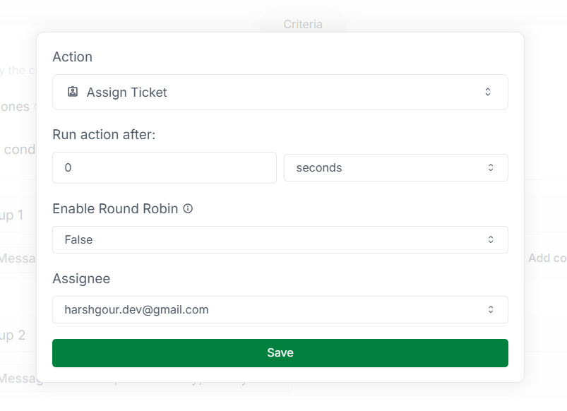 Assign Ticket Action