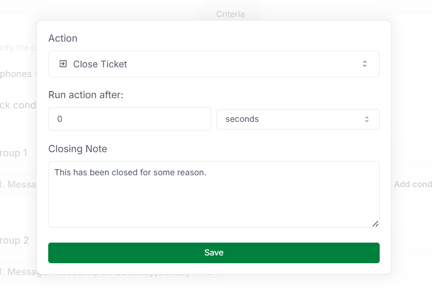 Close Ticket Action
