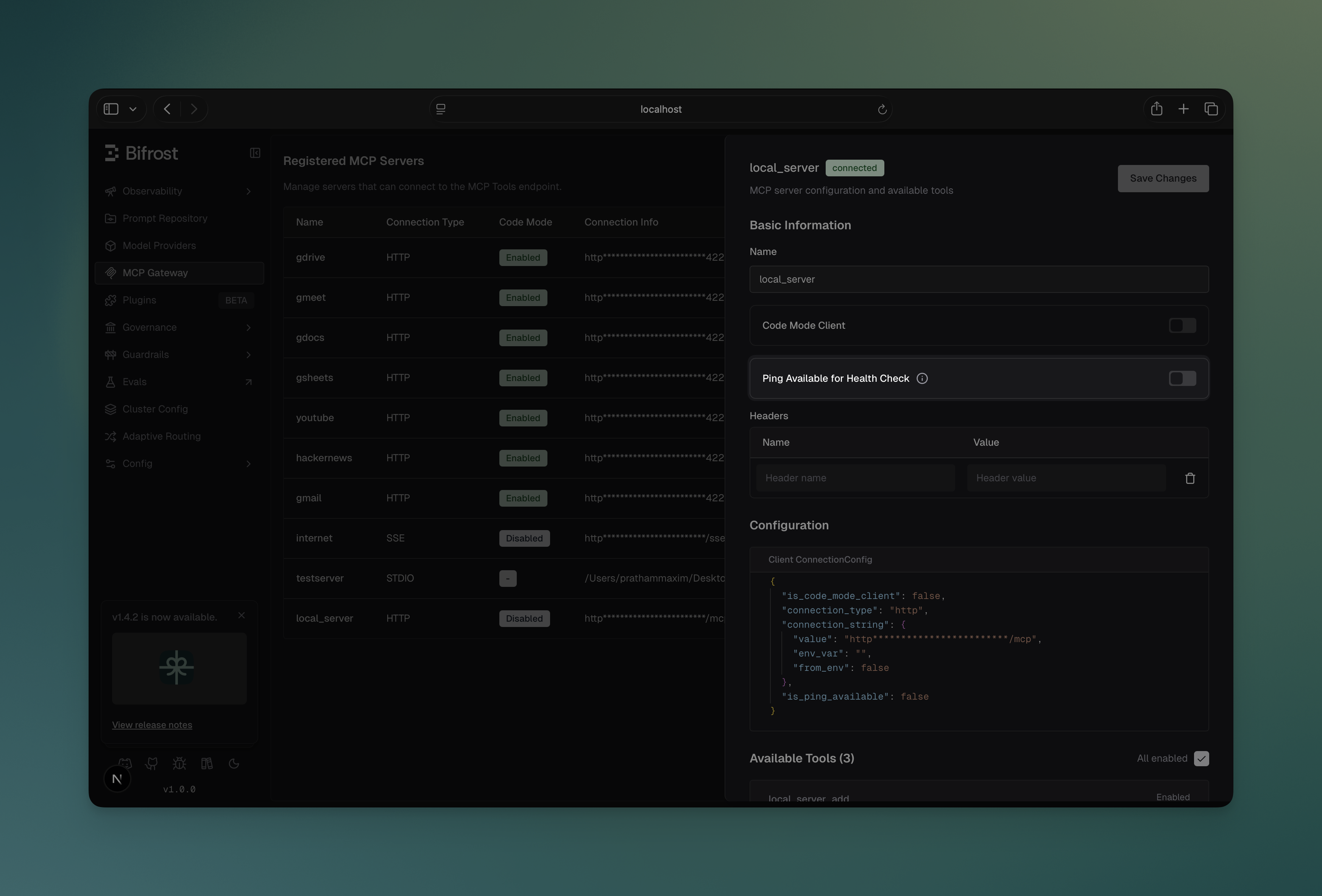 Ping Available Toggle