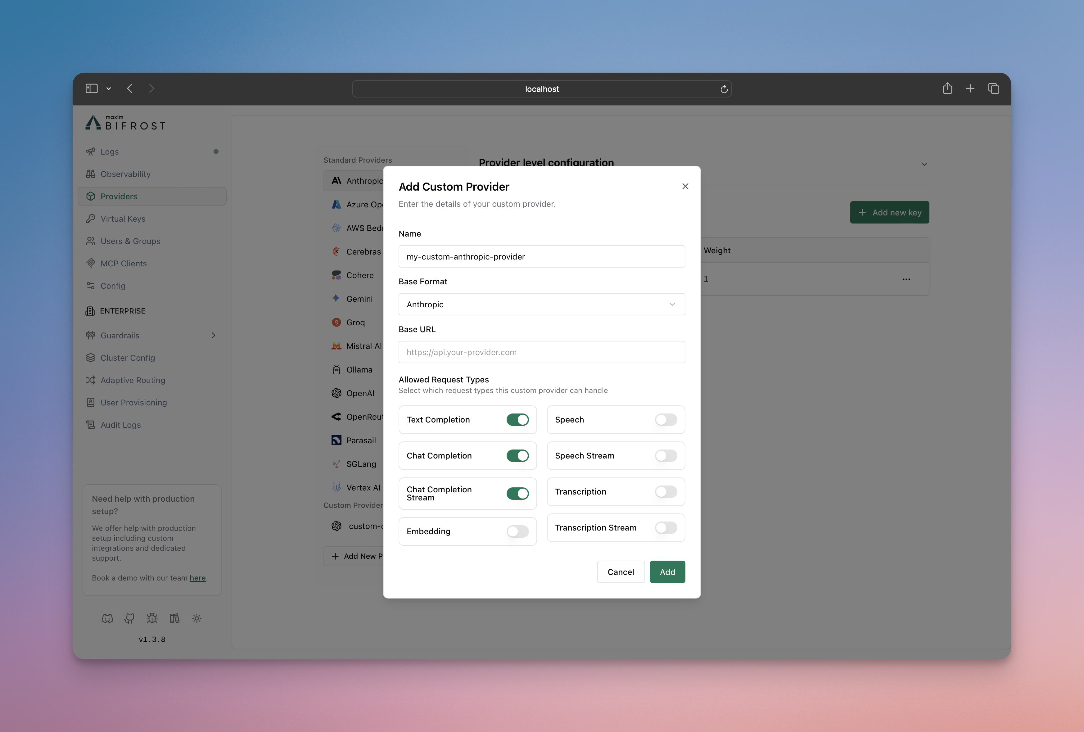 Provider Configuration Interface